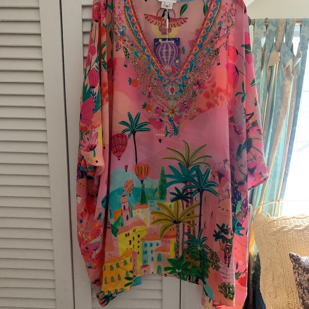 Camilla high low short kaftan with cuff